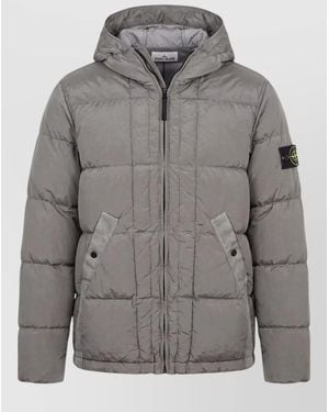 Stone Island Rds Hooded Feather Down Jacket Quilted - Grey