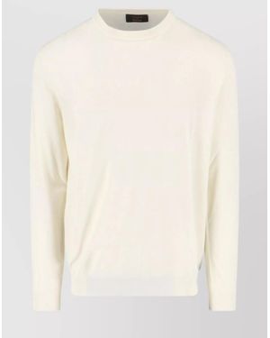 Zanone Crew Neck Long Sleeve Sweater With Ribbed Cuffs - White