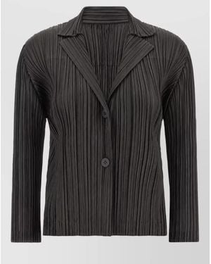Pleats Please Issey Miyake Single Breasted Coat - Black