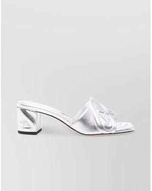 McQueen Metallic Leather Heel Sandals - White