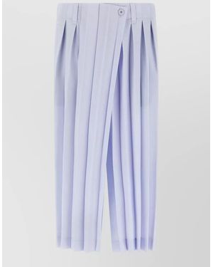 Homme Plissé Issey Miyake Edge Ensemble Trousers Pleats Belt Loops Buttons - Blue