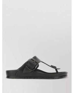 Birkenstock Flat Sole Buckle Detail Open Toe Slides - Black