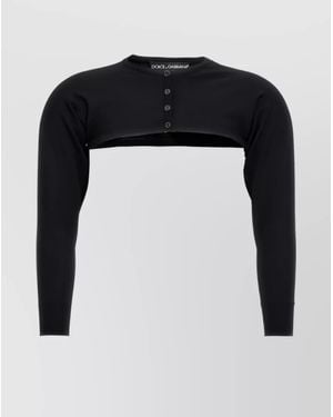 Dolce & Gabbana Cropped Round Neck Cardigan - Black