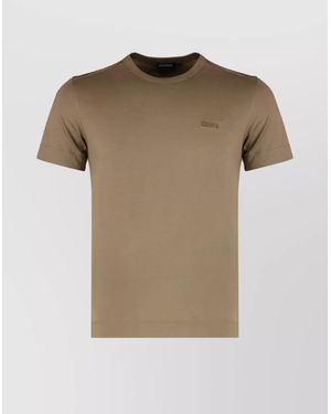 ZEGNA Cotton Crew Neck T-Shirt With Side Slits - Multicolor