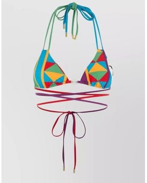 Loewe Geometric Stretch Nylon Triangle Bikini Top - Blue