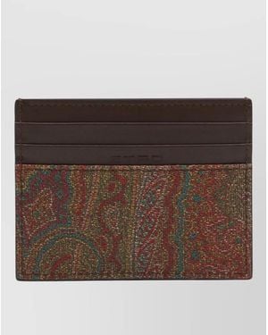 Etro Cotton Blend Card Holder - Brown