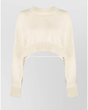 Heron Preston Wool Open Back Cropped Sweater - White