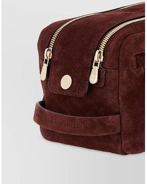 Brunello Cucinelli Suede Clutch Bag - Brown