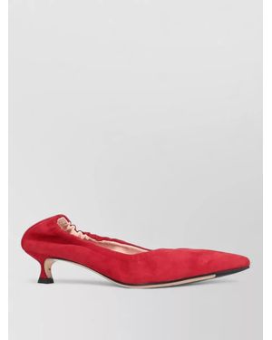 LA ROSE Kitten Heel Suede Pointed Toe Court Shoes - Red