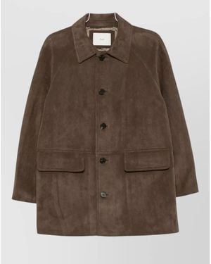 DUNST Leather Single Breasted Coat - Brown