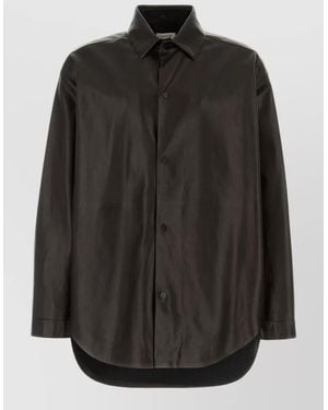 Fear Of God Leather Oversized Shirt Jacket - Black
