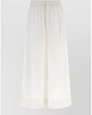 Polo Ralph Lauren Linen Lounge Trousers Wide Leg Cut - White