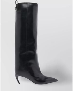 The Attico Leather Crystal Embellished Ankle Boots - Black