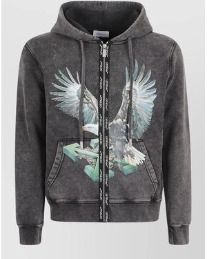 Off-White c/o Virgil Abloh Eagle Arrow Nineties Zip Hooded Sweatshirt - Grey