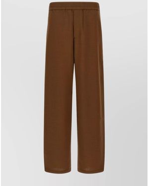 Ami Paris Virgin Wool Elasticated Straight-Leg Pants - Brown