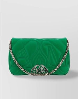 McQueen The Seal Leather Shoulder Bag - Green