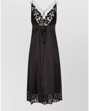 Fendi Silk Lace-Detail V-Neck Midi Nightdress - Black