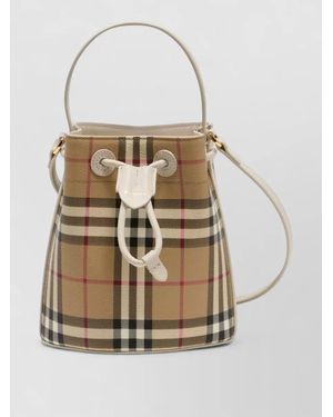 Burberry Check Mini Canvas Bucket Bag - Natural