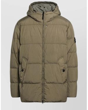 Stone Island Hooded Padded Jacket Casual Fit - Green