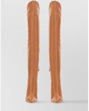 Stuart Weitzman Leather Wedge Knee-High Boots - White