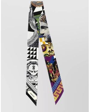 Versace Silk Printed Bandeau Scarf - White