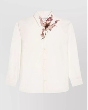 Dries Van Noten Shirt Floral Print Buttoned Cuffs Long Sleeves - Natural