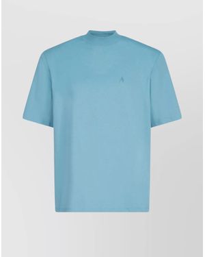 The Attico Mock Neck Cotton T-Shirt - Blue