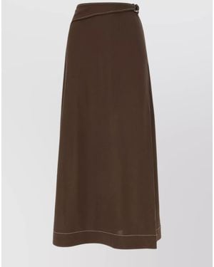Tory Burch Wrap Design Midi Length Skirt With Contrast Stitching - Brown