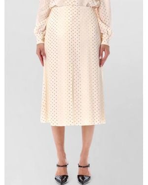 Valentino Garavani Silk High-Rise Flared Midi Skirt - Natural