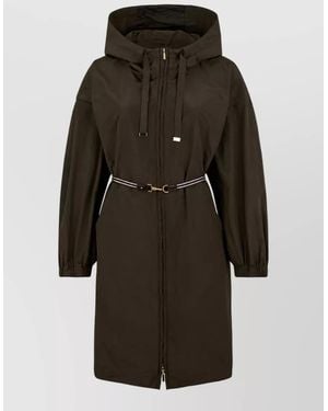 Max Mara Water-Repellent Hooded Belted Parka - Black