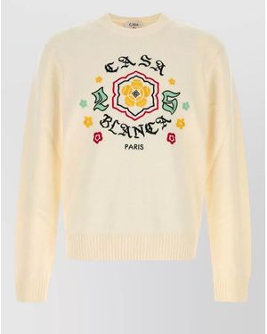 CASABLANCA Wool Jumper Crew Neck Long Sleeves - Natural