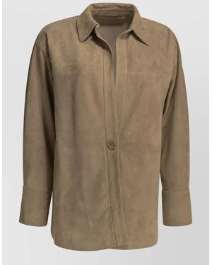 Salvatore Santoro Suede Leather Single Breasted Coat - Natural