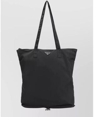Prada Renylon Foldable Tote Bag Keyring - Black