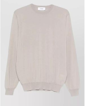 Lardini Crewneck Sweater Long Sleeves Ribbed Hem Cuffs - White