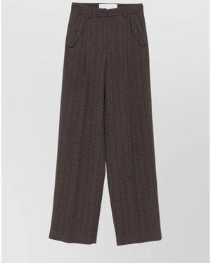 Golden Goose Virgin Wool High-Rise Pinstripe Wide-Leg Trousers - Grey