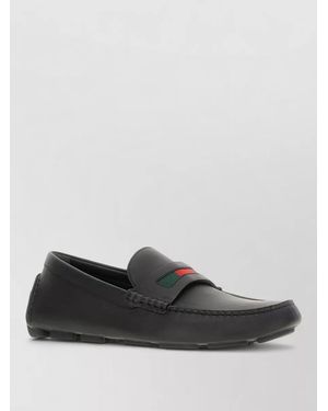 Gucci Leather Driver Loafers Rubber Sole Detailing - Grey