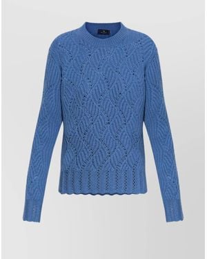 Etro Cable Knit Crew Neck Top - Blue