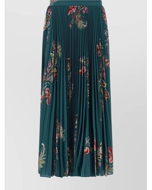 Etro Floral Midi Skirt Pleated Design - Green