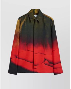 Jil Sander Casual Gradient Long Sleeve Shirt With Buttoned Cuffs - Red