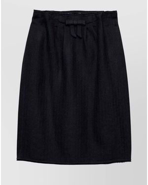 Prada Virgin Wool Chevron Midi Skirt - Blue
