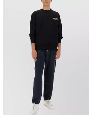 ZEGNA Crew Neck Cotton Sweatshirt - Black