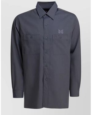 Needles Twill Shirt Featuring Button-Down Collar - Blue