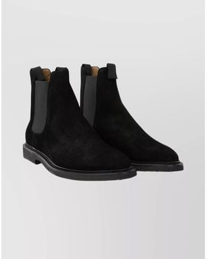 Common Projects Suede Ankle Boots With Round Toe Design - Black