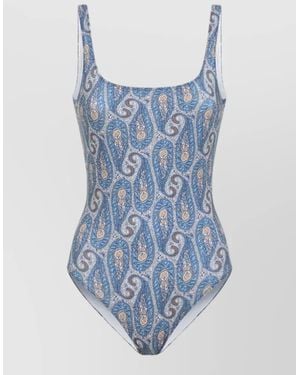 Etro Paisley Scoop Neck Sleeveless One Piece - Blue