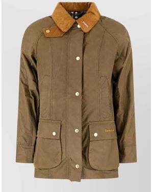 Barbour Waxed Cotton Single Breasted Coat - Green