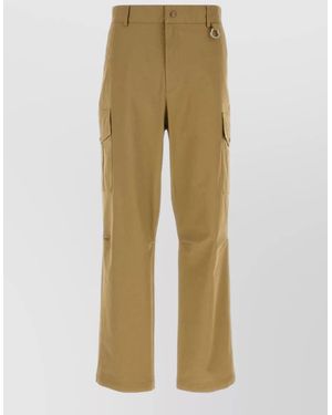 Moncler Straight Leg Stretch Cotton Cargo Trousers - Natural