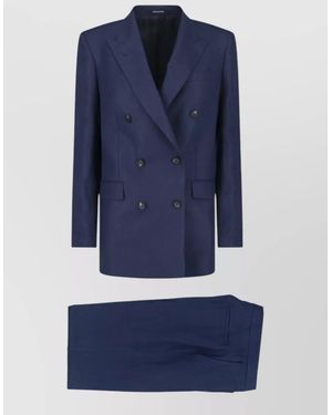 Tagliatore Tailored Suit Double Breasted Wide Leg Trousers - Blue