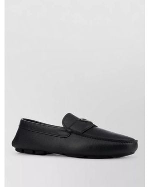 Prada Loafers Round Toe Rubber Sole Design - Black