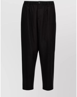 Marni Virgin Wool Cropped Tapered Trousers - Black