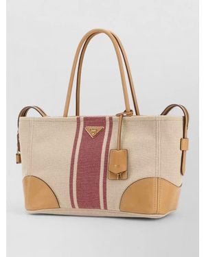 Prada Large Canvas Tote Bag - Natural